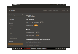 GOM Media Player - vr-motion-settings