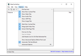 VideoCacheView - options-menu
