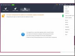 Wise Registry Cleaner - menu